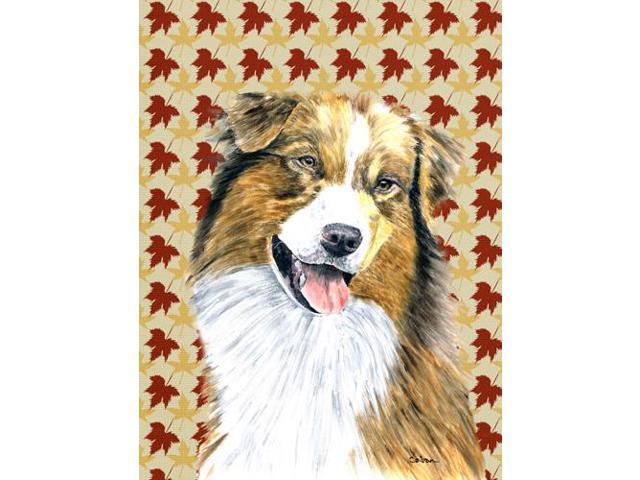 Carolines Treasures SC9237GF 15 x 15 In Australian Shepherd Fall Leaves Portrait Flag Garden Size