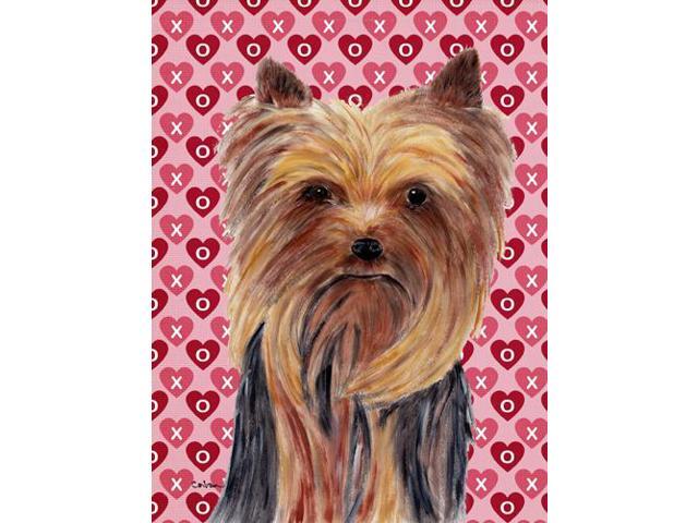 Carolines Treasures SC9274GF 15 x 15 In Yorkie Hearts Love And Valentines Day Portrait Flag Garden Size