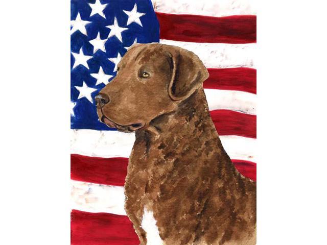 Carolines Treasures SS4016GF 11 x 15 in USA American Flag with Curly Coated Retriever Garden Size Flag