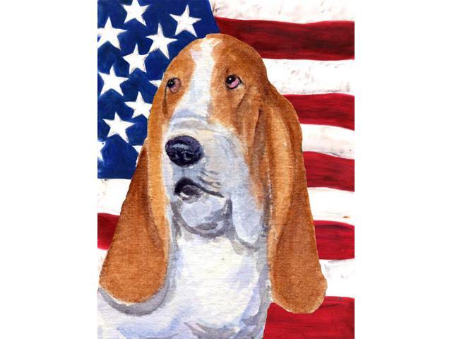 Carolines Treasures SS4013GF 11 x 15 in USA American Flag with Basset Hound Garden Size Flag