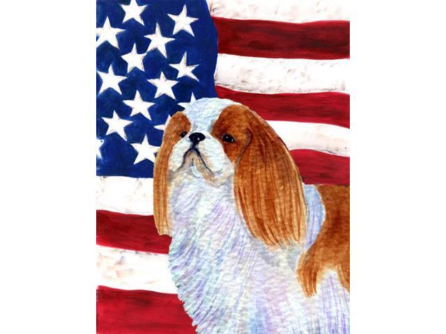 Carolines Treasures SS4034GF 11 x 15 in USA American Flag with English Toy Spaiel USA Garden Size Flag
