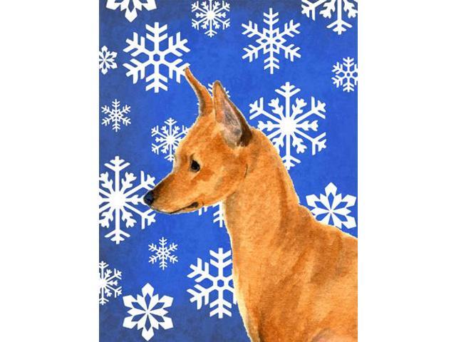 Carolines Treasures SS4604GF 11 x 15 In Min Pin Winter Snowflakes Holiday Flag Garden Size