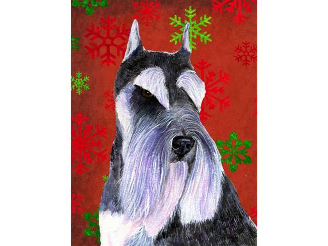 Carolines Treasures SS4684GF 11 x 15 in Schnauzer Red And Green Snowflakes Holiday Christmas Flag Garden Size