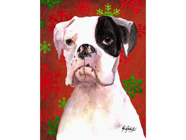 Carolines Treasures RDR3004GF Cooper Red Snowflakes Boxer Flag Garden Size