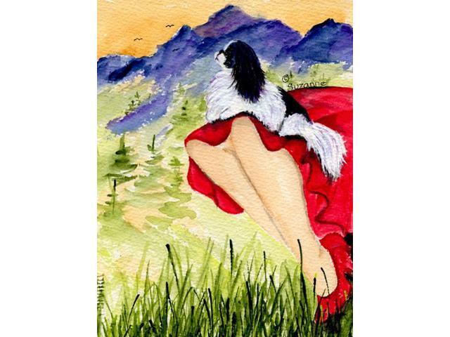 Carolines Treasures SS8524GF Lady with her Japanese Chin Flag - Garden Size 11 x 15 in