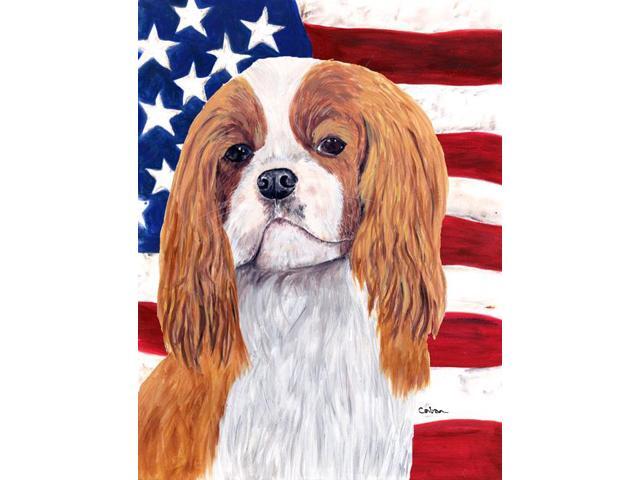 Carolines Treasures SC9115GF 11 x 15 In Usa American Flag With Cavalier Spaniel Flag Garden Size