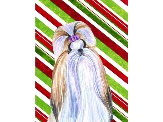 Carolines Treasures SS4534GF 11 x 15 In Shih Tzu Candy Cane Holiday Christmas Flag Garden Size