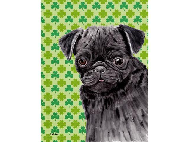 Carolines Treasures SC9286GF 15 x 15 in Pug Black St Patricks Day Shamrock Portrait Garden Size Flag
