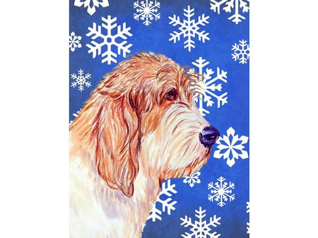 Carolines Treasures LH9307GF 11 x 15 In Petit Basset Griffon Vendeen Winter Snowflakes Holiday Flag Garden Size