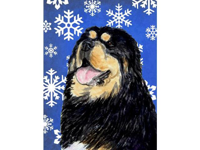 Carolines Treasures SS4650GF 11 x 15 in Tibetan Mastiff Winter Snowflakes Holiday Flag Garden Size