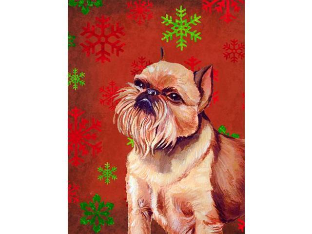 Carolines Treasures LH9314GF 11 x 15 In Brussels Griffon Red And Green Snowflakes Holiday Christmas Flag Garden Size
