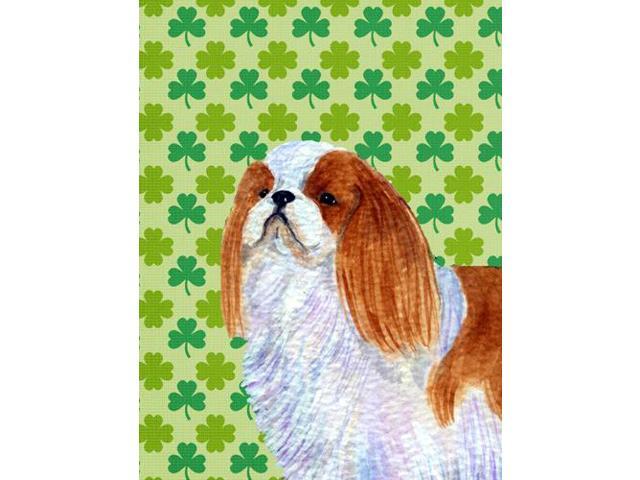 Carolines Treasures SS4438GF English Toy Spaniel St Patricks Day Shamrock Portrait Flag Garden Size