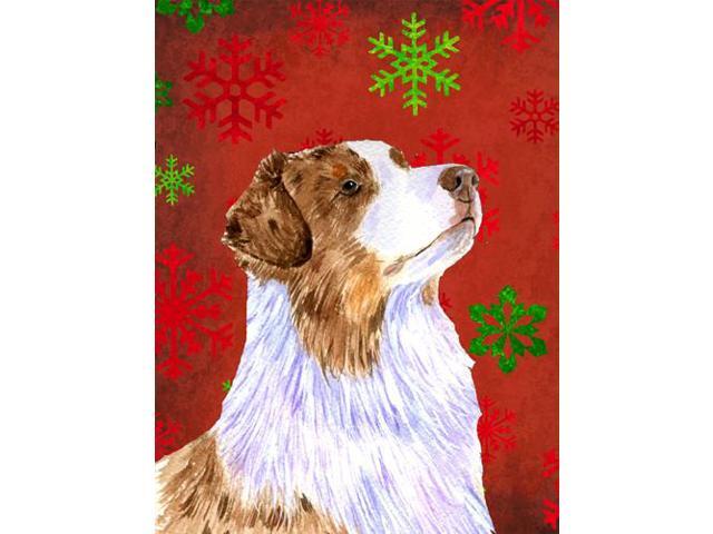 Carolines Treasures LH9318GF 11 x 15 In Australian Shepherd Red Green Snowflakes Christmas Flag Garden Size