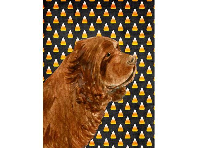 Carolines Treasures SS4303GF 11 x 15 in Sussex Spaniel Candy Corn Halloween Portrait Garden Size Flag