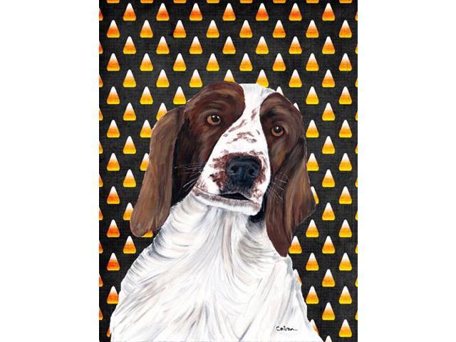 Carolines Treasures SC9167GF Welsh Springer Spaniel Candy Corn Halloween Portrait Flag Garden Size
