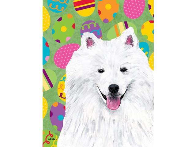 Carolines Treasures SC9459GF 11 x 15 in American Eskimo Easter Eggtravaganza Garden Size Flag