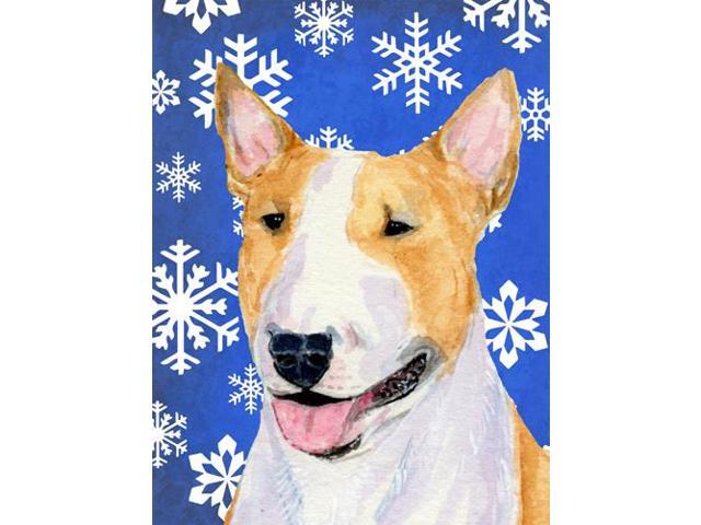 Carolines Treasures SS4634GF 11 x 15 in Bull Terrier Winter Snowflakes Holiday Flag Garden Size