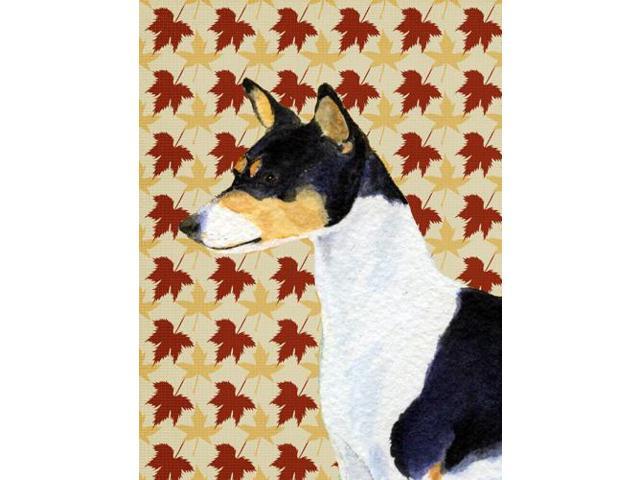 Carolines Treasures SS4342GF 15 x 15 in Basenji Fall Leaves Portrait Flag Garden Size