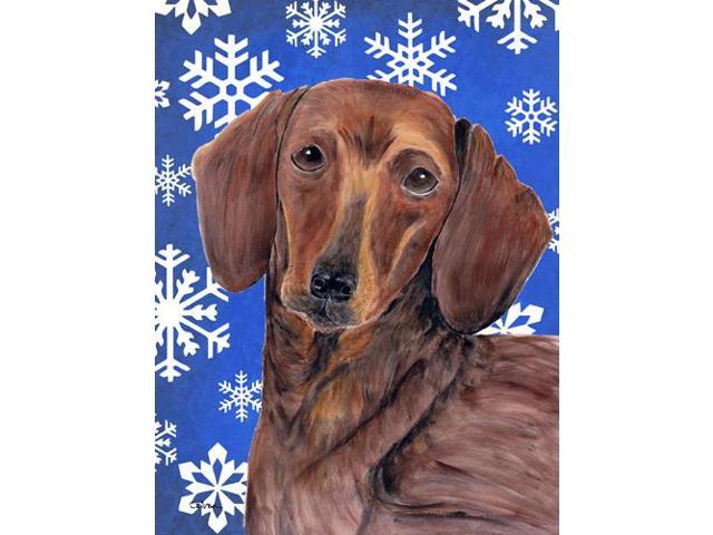 Carolines Treasures SC9368GF 11 x 15 in Dachshund Winter Snowflakes Holiday Garden Size Flag