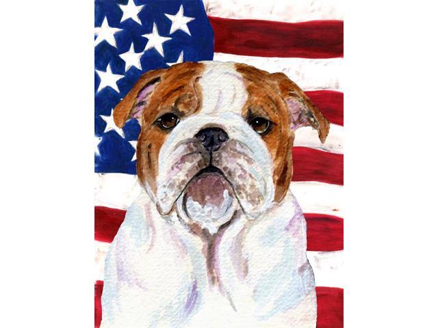 Carolines Treasures SS4046GF 11 x 15 in USA American Flag with Bulldog English Garden Size Flag