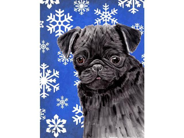 Carolines Treasures SC9366GF 11 x 15 in Pug Winter Snowflakes Holiday Garden Size Flag