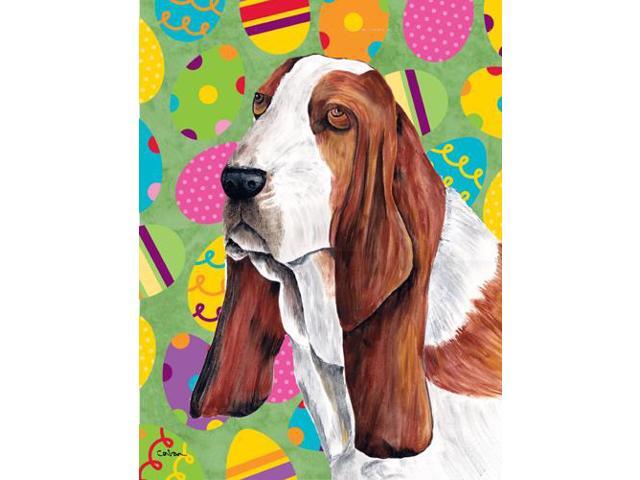 Carolines Treasures SC9452GF 11 x 15 in Basset Hound Easter Eggtravaganza Garden Size Flag