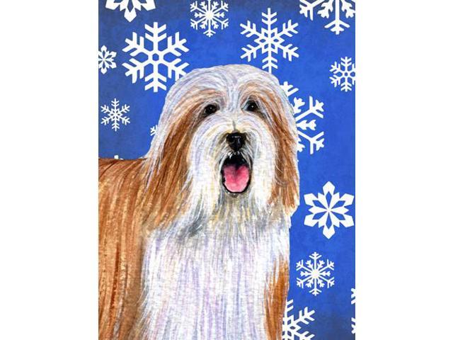 Carolines Treasures LH9285GF 11 x 15 in Bearded Collie Winter Snowflakes Holiday Garden Size Flag