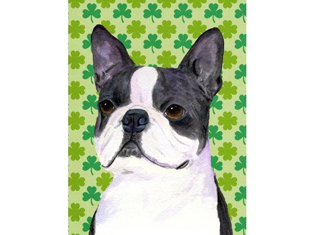 Carolines Treasures SS4447GF 11 x 15 in Boston Terrier St Patricks Day Shamrock Portrait Flag Garden Size