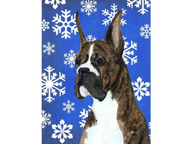 Carolines Treasures SS4646GF 11 x 15 in Boxer Winter Snowflakes Holiday Flag Garden Size
