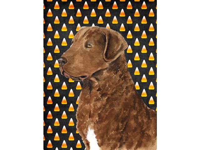 Carolines Treasures SS4324GF 11 x 15 in Chesapeake Bay Retriever Wheaten Candy Corn Halloween Portrait Garden Size Flag