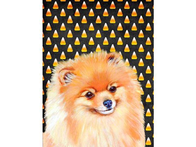 Carolines Treasures LH9045GF 15 x 15 in Pomeranian Candy Corn Halloween Portrait Garden Size Flag