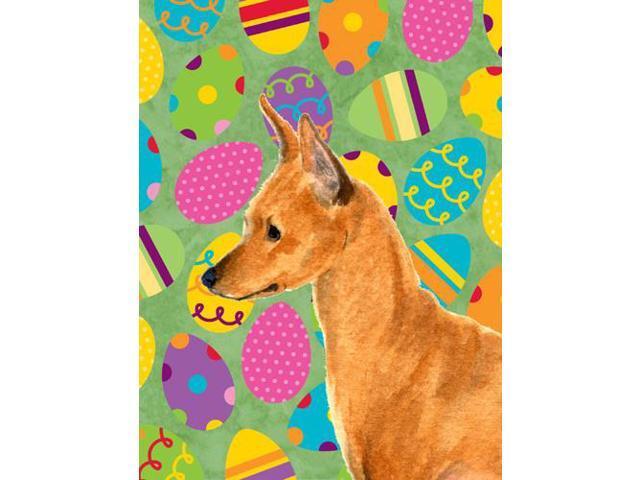 Carolines Treasures SS4811GF 11 x 15 in Min Pin Easter Eggtravaganza Garden Size Flag