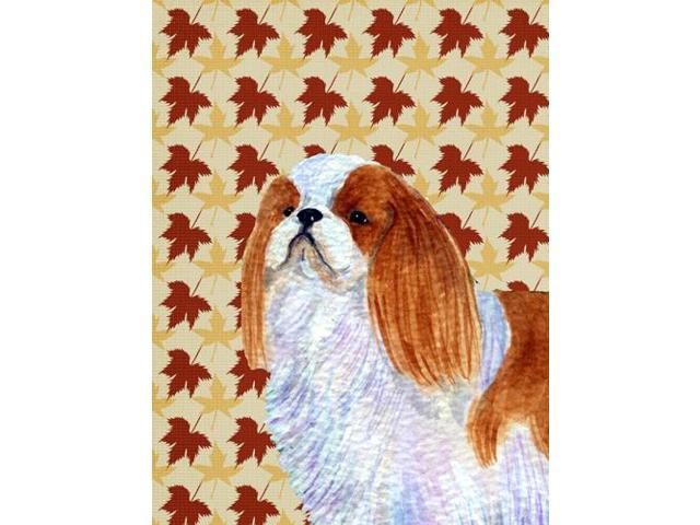 Carolines Treasures SS4349GF 15 x 15 in English Toy Spaniel Fall Leaves Portrait Flag Garden Size