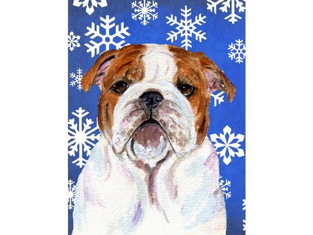 Carolines Treasures SS4622GF 11 x 15 In Bulldog English Winter Snowflakes Holiday Flag Garden Size