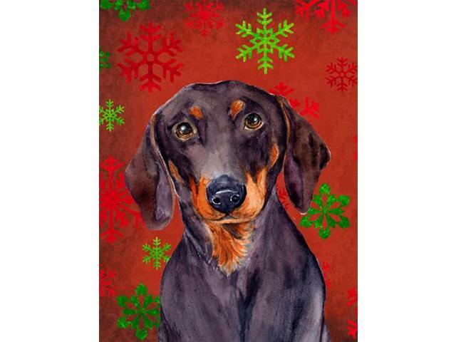 Carolines Treasures LH9313GF 11 x 15 In Dachshund Red And Green Snowflakes Holiday Christmas Flag Garden Size
