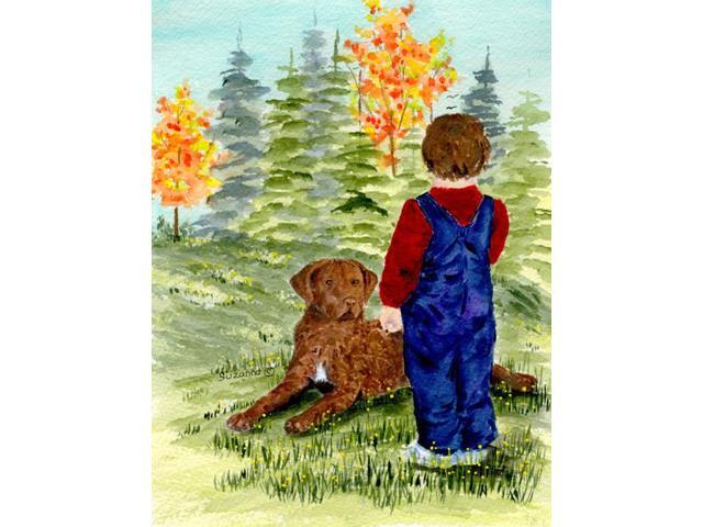 Carolines Treasures SS8547GF 11 x 15 in Little boy with his Chesapeake Bay Retriever Garden Size Flag