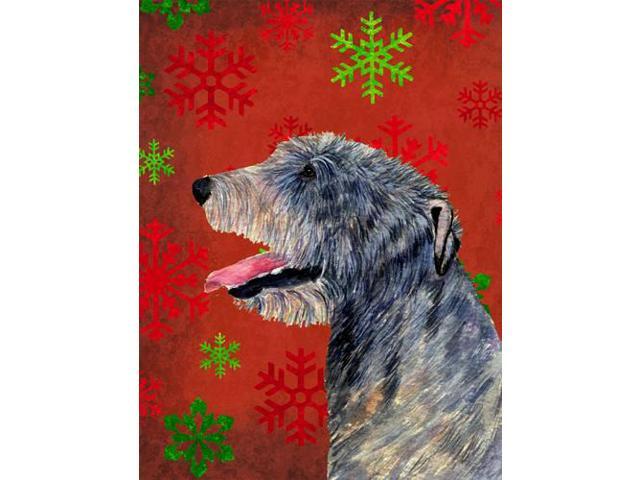 Carolines Treasures SS4713GF Irish Wolfhound Red and Green Snowflakes Holiday Christmas Flag Garden Size