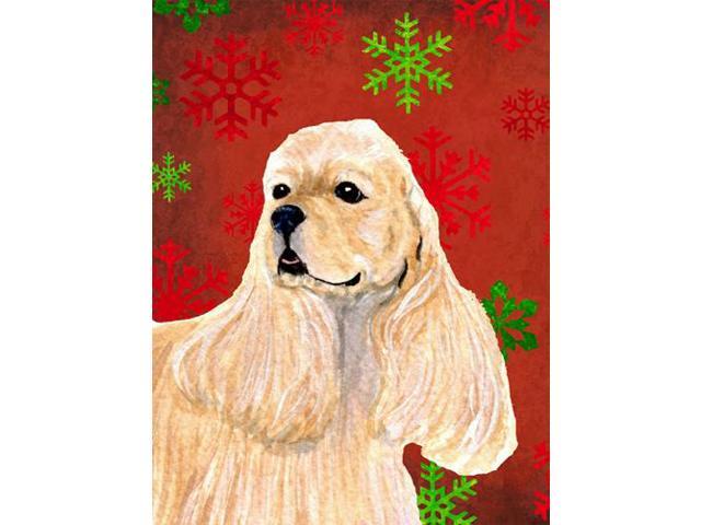 Carolines Treasures SS4729GF Buff Cocker Spaniel Red Green Snowflakes Christmas Flag - Garden Size