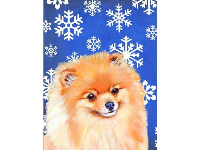 Carolines Treasures LH9305GF 11 x 15 In Pomeranian Winter Snowflakes Holiday Flag Garden Size