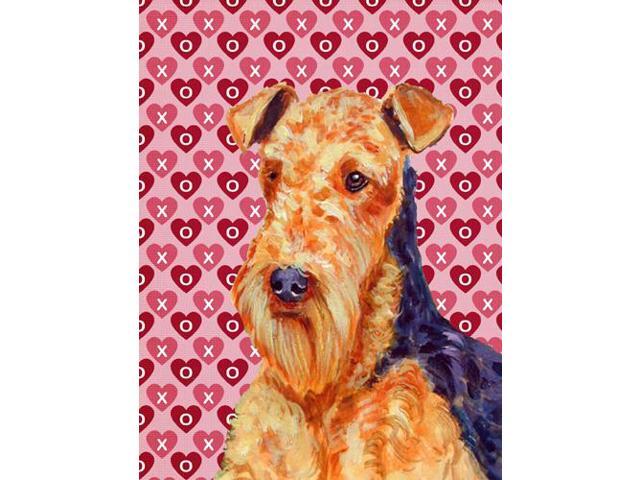 Carolines Treasures LH9156GF 11 x 15 in Airedale Hearts Love And Valentines Day Portrait Flag Garden Size