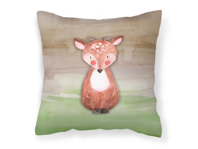 Baby Deer Watercolor Fabric Decorative Pillow BB7442PW1818
