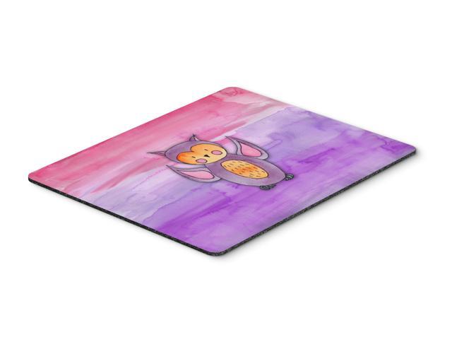 Pink and Purple Owl Watercolor Mouse Pad Hot Pad or Trivet BB7428MP