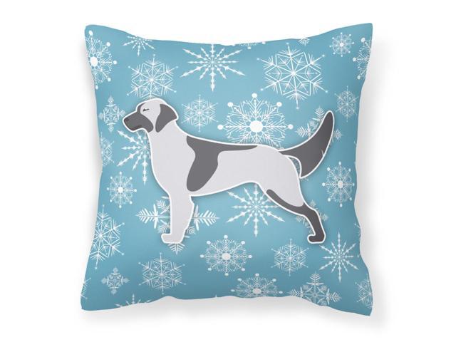 Winter Snowflake English Setter Fabric Decorative Pillow BB3481PW1414