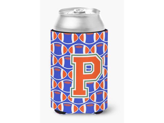 Letter P Football Green Blue and Orange Can or Bottle Hugger CJ1083-PCC