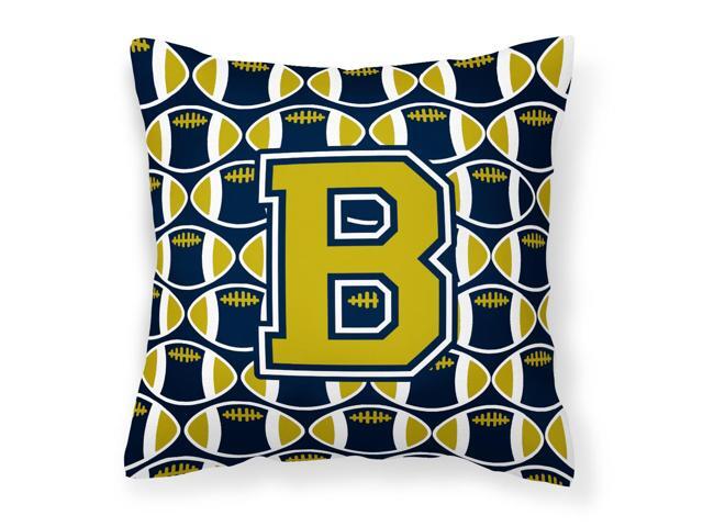 Letter B Football Blue and Gold Fabric Decorative Pillow CJ1074-BPW1414