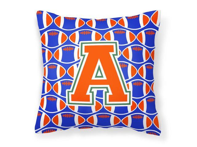 Letter A Football Green Blue and Orange Fabric Decorative Pillow CJ1083-APW1414