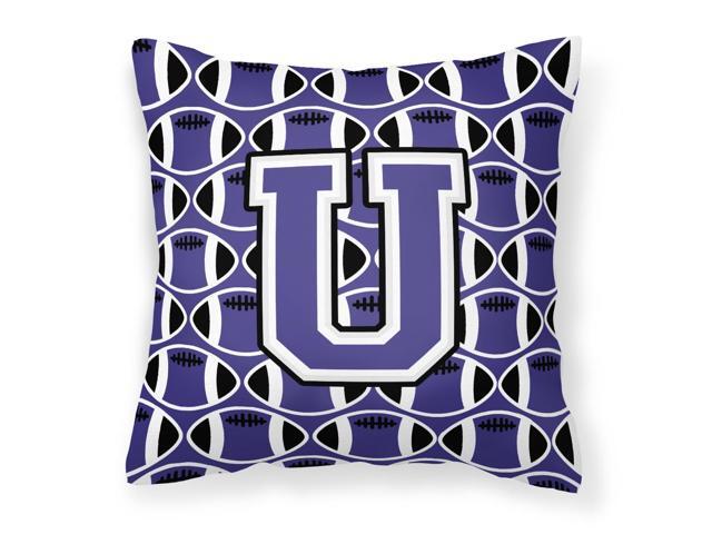 Letter U Football Purple and White Fabric Decorative Pillow CJ1068-UPW1414