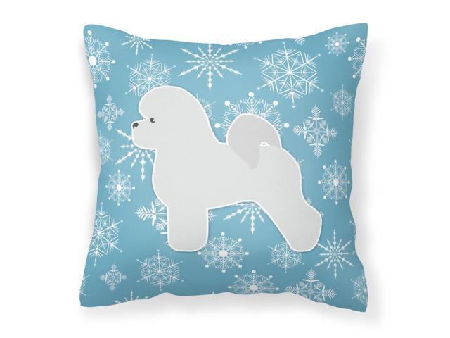 Winter Snowflake Bichon Frise Fabric Decorative Pillow BB3545PW1818