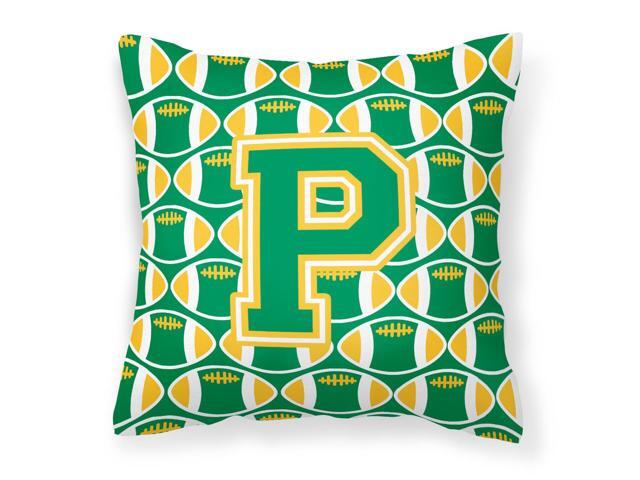 Letter P Football Green and Gold Fabric Decorative Pillow CJ1069-PPW1414