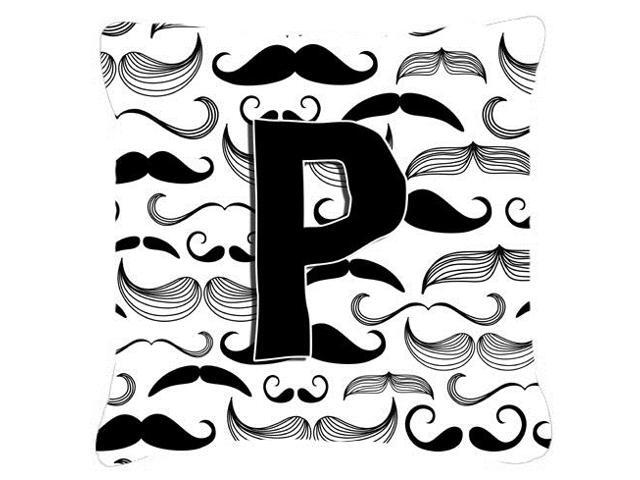 Letter P Moustache Initial Canvas Fabric Decorative Pillow CJ2009-PPW1818